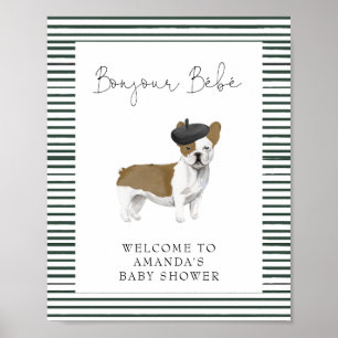 Fransk Bulldog Välkommen Baby Shower Poster