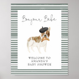 Fransk Bulldog Välkommen Baby Shower Poster