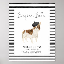 Fransk Bulldog Välkommen Baby Shower Poster