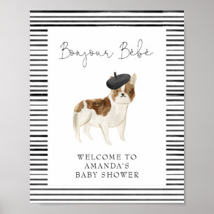Fransk Bulldog Välkommen Baby Shower Poster