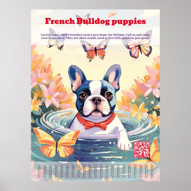Fransk Bulldog Valp Försäljning Riv av Poster (Framsidan)