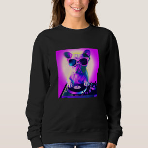 Fransk Bulldog Vaporwave DJ Hund Aesthetic Women G T Shirt