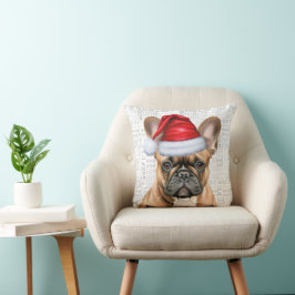 Fransk Bulldog Vattenfärg Jul Kudde