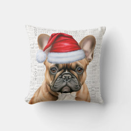 Fransk Bulldog Vattenfärg Jul Kudde