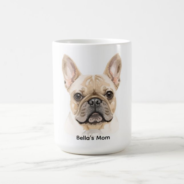 Fransk Bulldog Vattenfärg Kaffe Mugg Neutral Hund (Center)