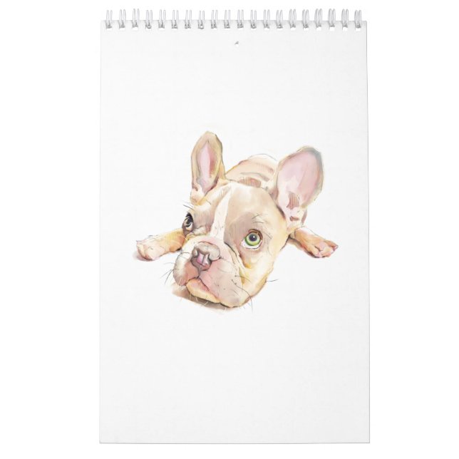 Fransk Bulldog Vattenfärg Kalender – Söt Frenchie (Omslag)