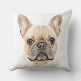 Fransk Bulldog Vattenfärg Kuddvar Neutral Kudde