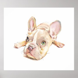 Fransk Bulldog Vattenfärg Poster, Väggkonst