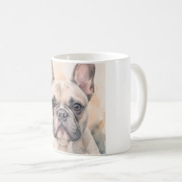 Fransk Bulldog Vattenfärgporträtt Kaffemugg