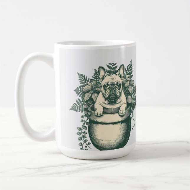 Fransk Bulldog Växtälskare Present Kaffemugg (Vänster)