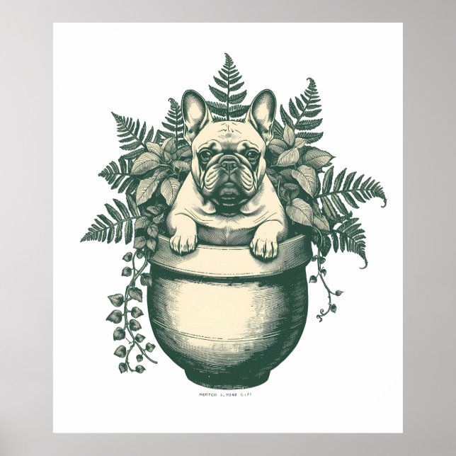 Fransk Bulldog Växtälskare Present Poster (Framsidan)
