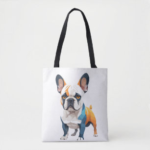 Fransk Bulldog Vector Art med Vibrant Färg Tygkasse