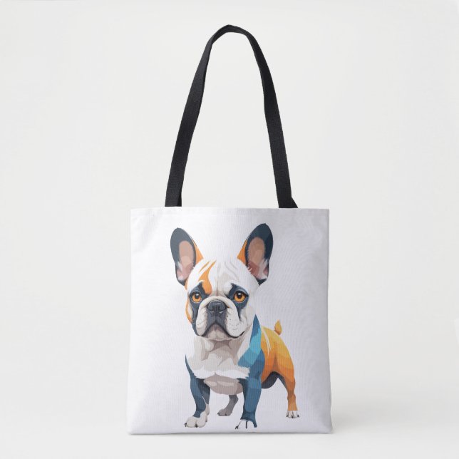 Fransk Bulldog Vector Art med Vibrant Färg Tygkasse (Framsida)