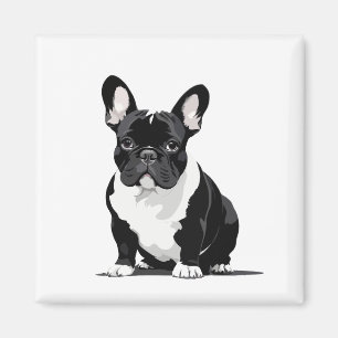 Fransk Bulldog Vector Graphic Art Porträtt Animal Magnet