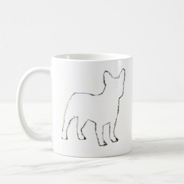 Fransk Bulldog Vit Silhuett Kaffemugg (Vänster)