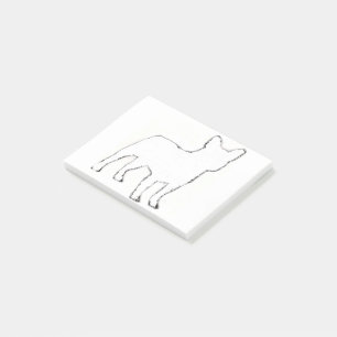 Fransk Bulldog Vit Silhuett Post-it Block