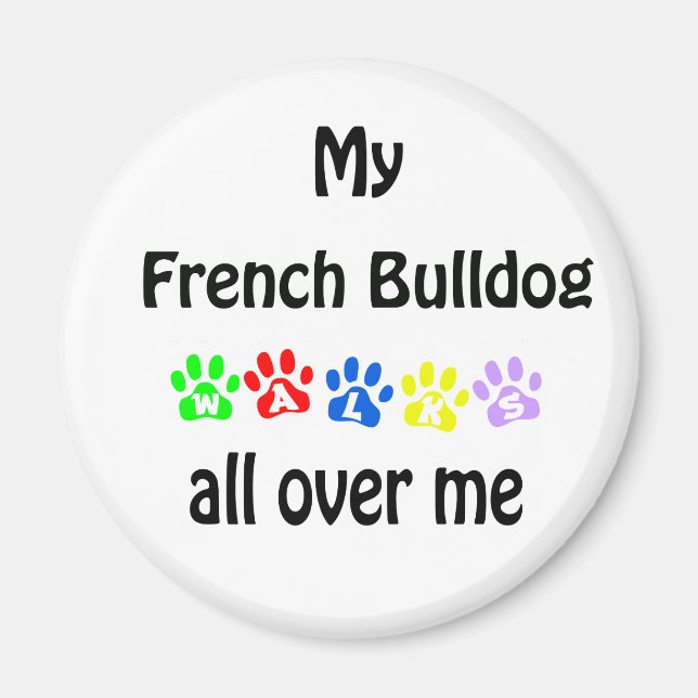 Fransk Bulldog Walks Design Magnet (Framsidan)