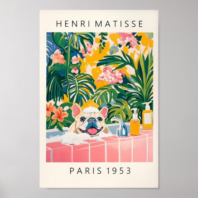 Fransk Bulldog Wall Art, Funny Bathroom Decor, Hen Poster (Framsidan)