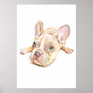 Fransk Bulldog Watercolor Affisch, Väggkonst