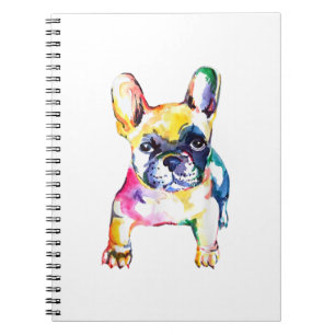 Fransk Bulldog Watercolor Hand Draw för Hund äls Anteckningsbok