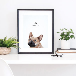 Fransk Bulldog Watercolor Illustration Hund's Namn Poster