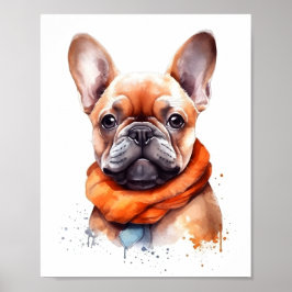 Fransk Bulldog Watercolor Illustration Pet-Hund Poster