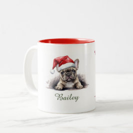 Fransk Bulldog Watercolor jul Mugg