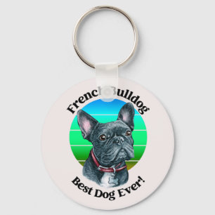 Fransk Bulldog Watercolor Keychain Nyckelring