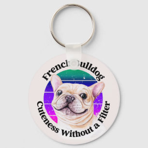 Fransk Bulldog Watercolor Keychain Nyckelring