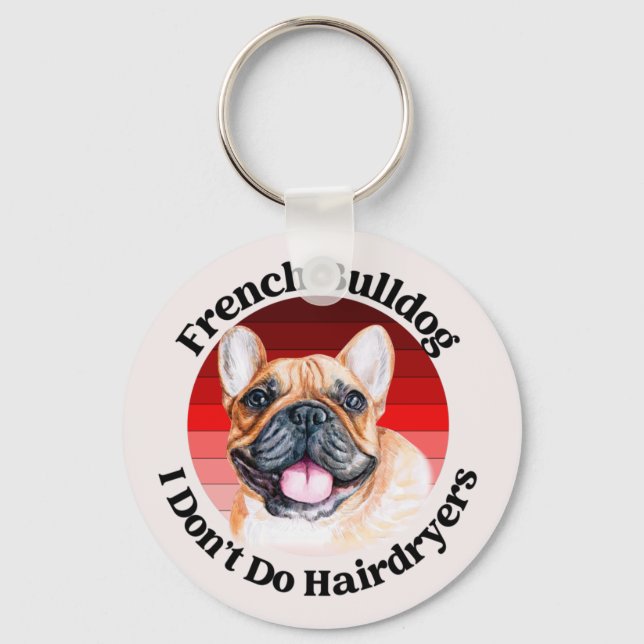 Fransk Bulldog Watercolor Keychain Nyckelring (Framsida)