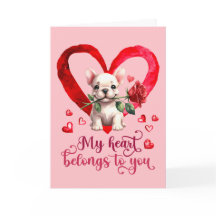Fransk Bulldog Watercolor Valentines day-kort