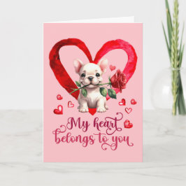 Fransk Bulldog Watercolor Valentines day-kort Helgkort