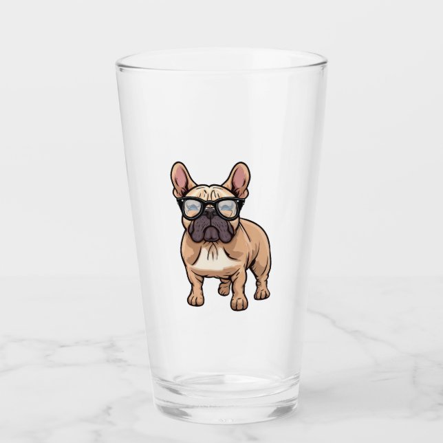 Fransk Bulldog Wearing Glass Glaskopp (Framsida)