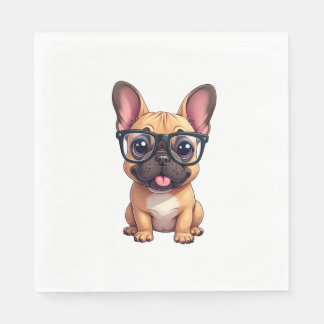Fransk Bulldog Wearing Glass Pappersservett