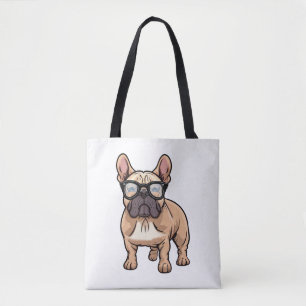 Fransk Bulldog Wearing Glass Tygkasse