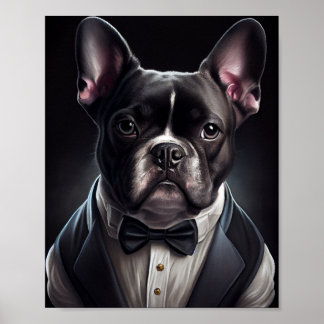 Fransk Bulldog Wearing Tuxedo Poster