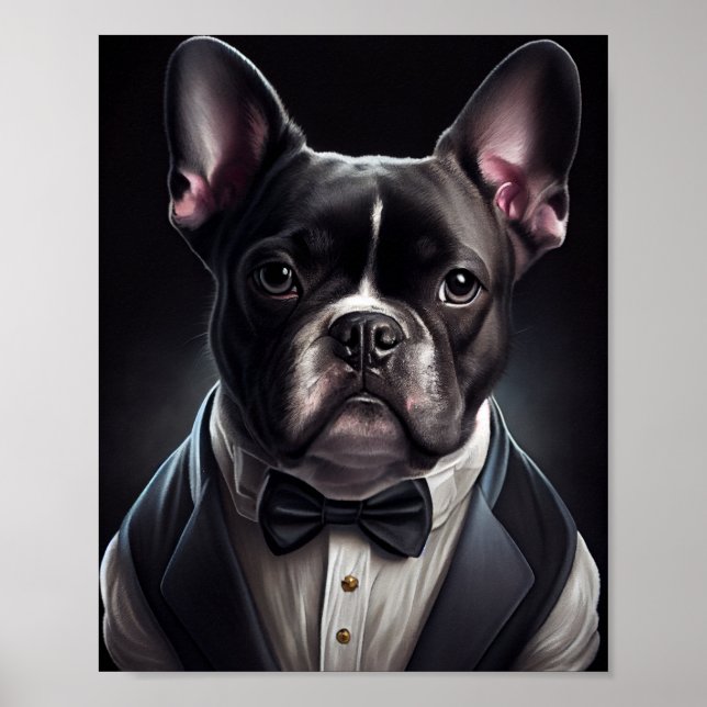 Fransk Bulldog Wearing Tuxedo Poster (Framsidan)