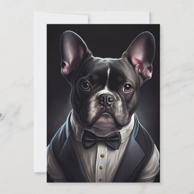 Fransk Bulldog Wearing Tuxedo Tack Kort (Framsida)
