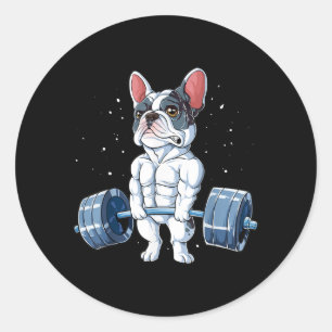 Fransk Bulldog Weightlift Funny Deadlift Gym Runt Klistermärke