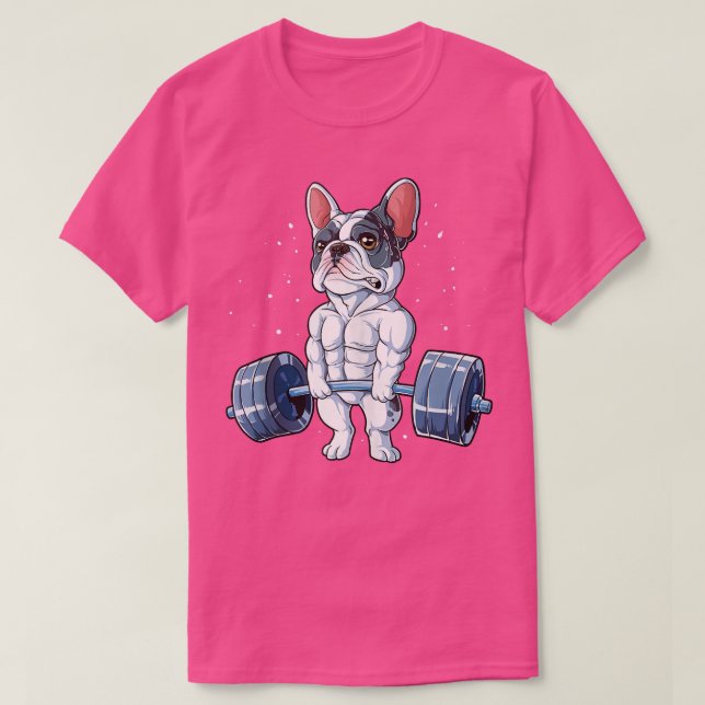 Fransk Bulldog Weightlyftande Funny Deadlift Manar T Shirt (Design framsida)