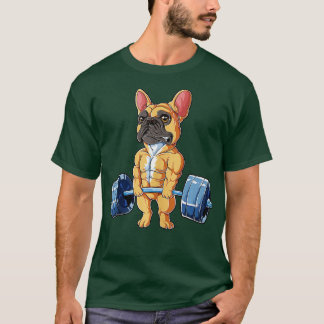 Fransk Bulldog Weightlyftning Fawn Deadlift Fitnes T Shirt