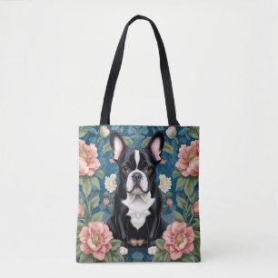 Fransk Bulldog William Morris Inspired Blommigt Tygkasse