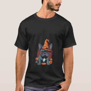 Fransk Bulldog Witch Hat Halloween Costume Hund Lo T Shirt