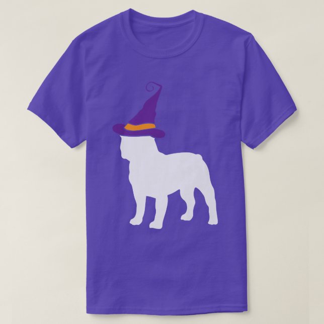 Fransk Bulldog Witch Hat Lazy Halloween Costume Cu T Shirt (Design framsida)