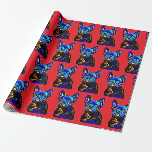 Fransk Bulldog Wrapping Papper Presentpapper (Utrullad)