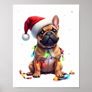 Fransk Bulldog Xmas Belysning Tomte Fransk Bulldog Poster