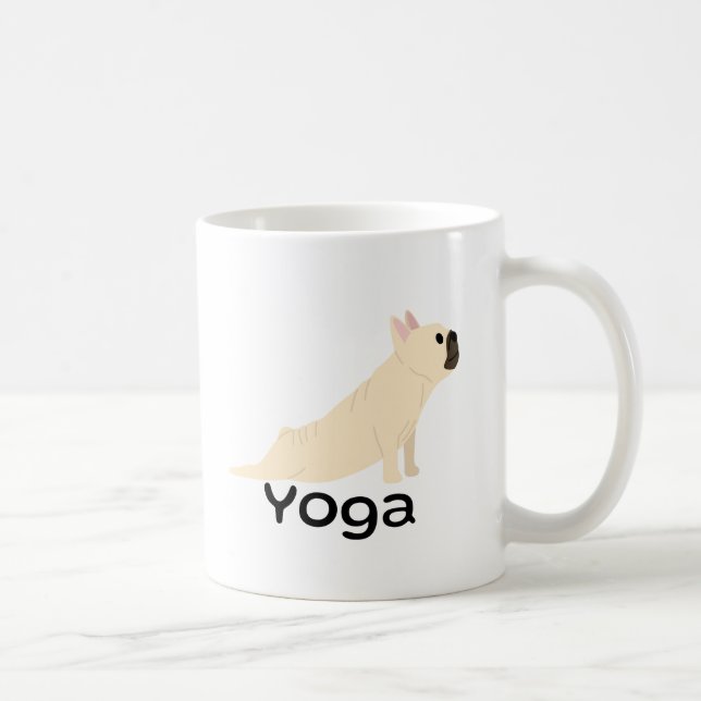 Fransk Bulldog Yoga Älskare Rolig hund Meditation Kaffemugg (Höger)