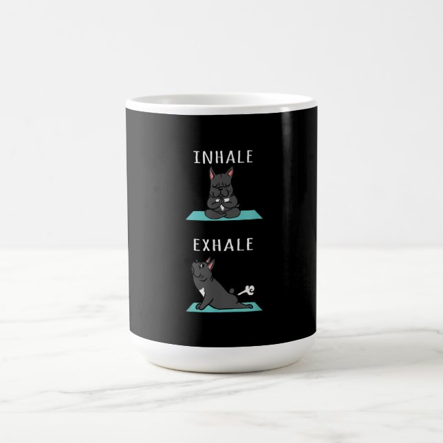 Fransk Bulldog Yoga Inhale Rolig hund Gift Kaffemugg (Center)