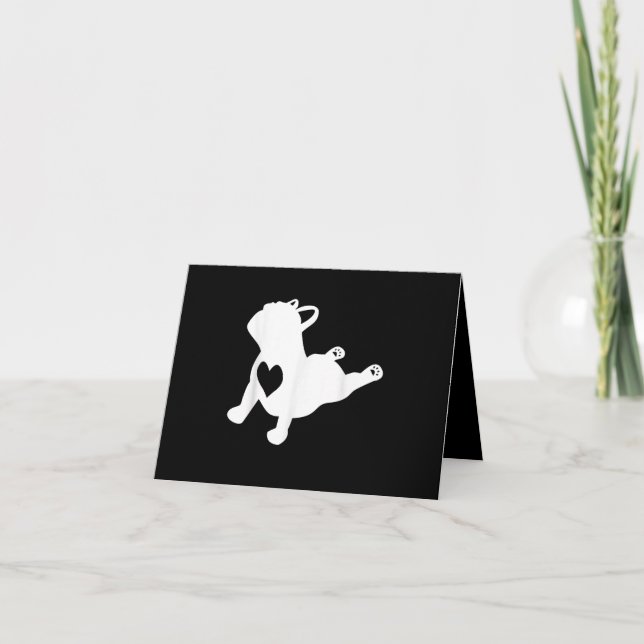 Fransk Bulldog Yoga Pose Kärlek Heart Gift Kort (Framsida)