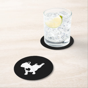 Fransk Bulldog Yoga Pose Kärlek Heart Gift Underlägg Papper Rund